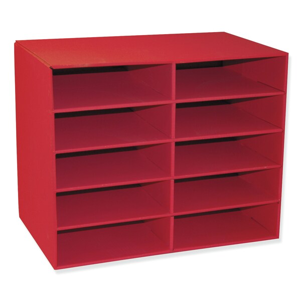 Pacon Classroom Keepers 10-Shelf Organizer, Red, 17H x 21W x 12.88D P001314 - main